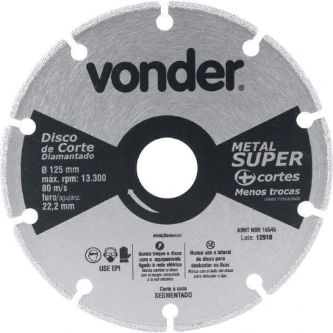 Disco Corte Diamantado 125mm Metal Super Vonder