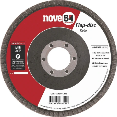 Flap Disc 4.1/2 G50 Costado Fibra Reto Para Aço Carbono - N