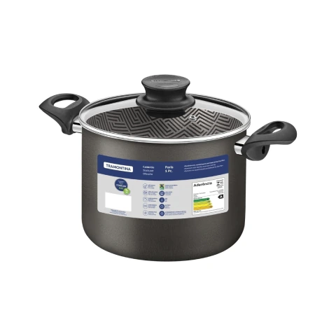 Caldeirão Tramontina Paris Alumínio Antiaderente Starflon Max 20 cm 4,2 L Chumbo Tampa De Vidro