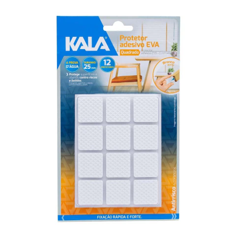 Protetor Adesivo Eva Quadrado 25Mm Branco Proteção Móveis Kala