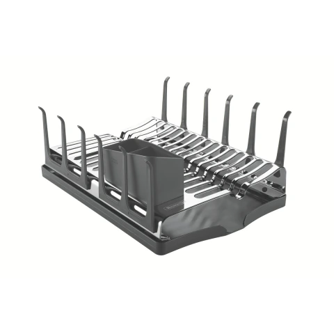Escorredor De Louça Tramontina Plurale Aço Inox 16 Pratos 12 Copos Bandeja Grafite