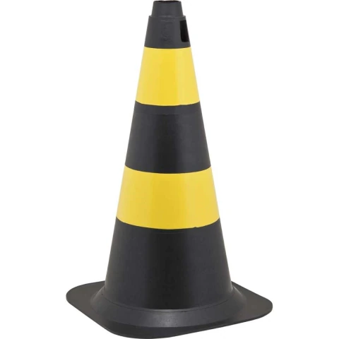 Cone sinalização 50cm preto/amararelo polietileno Vonder