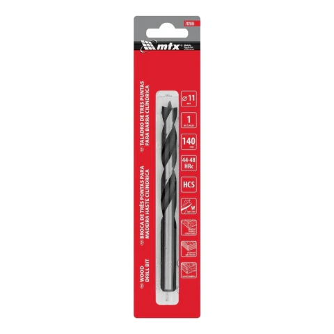 Broca Espiral Para Madeira 11 X 140 Mm Haste Cilíndrica Nitreto De Titânio Mtx 1 Peça