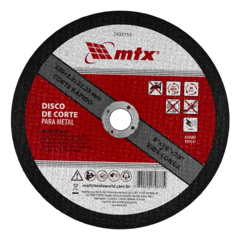 Disco de Corte para Metal 230x3,2x22,23mm MTX