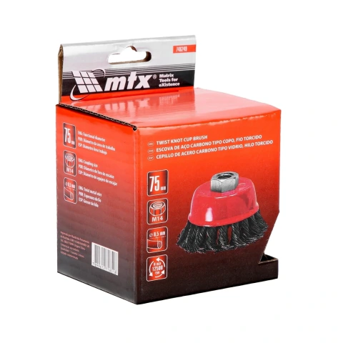 Escova de Aço Copo Torcida 75mm M14 12500rpm MTX