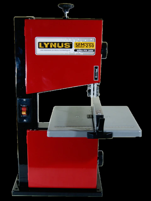 Serra Fita de Bancada Lynus SFM-250 220V 250W 1700RPM Mesa Inclinável 45º Madeira Hobbysta