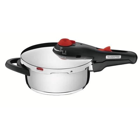 Panela De Pressão Tramontina Solar Aço Inox Fundo Triplo 3 L 22 Cm Com 5 Dispositivos De Segurança