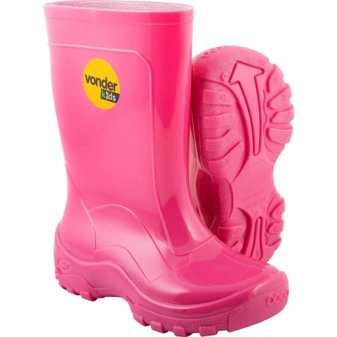 Bota Infantil Rosa PVC com Forro Tam. 22/23 Vonder