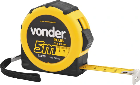 Trena aço 5mx19mm curta emborrachada - Vonder Plus