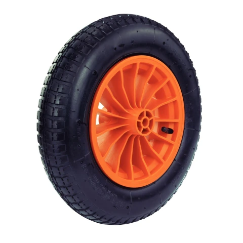Pneu Com Câmara Tramontina 3.25/8'' Com Roda Plástica 8'' Para Carrinho De Mão Durável