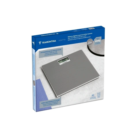 Balança Digital Corporal Tramontina Adatto 150kg Vidro Temperado Antiderrapante 4 Sensores Precisão