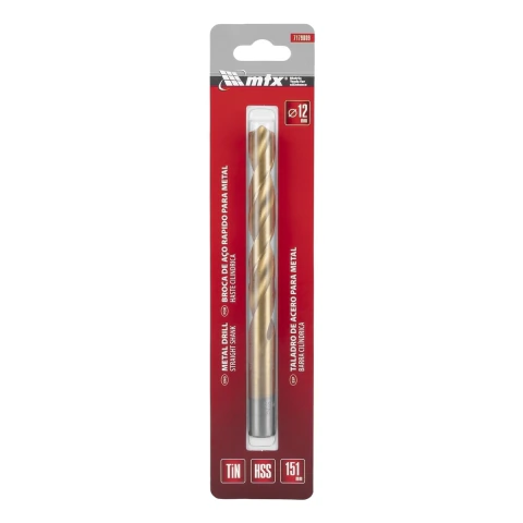 Broca Aço Rápido Metal 12mm Nitreto Titânio Cilíndrica Mtx