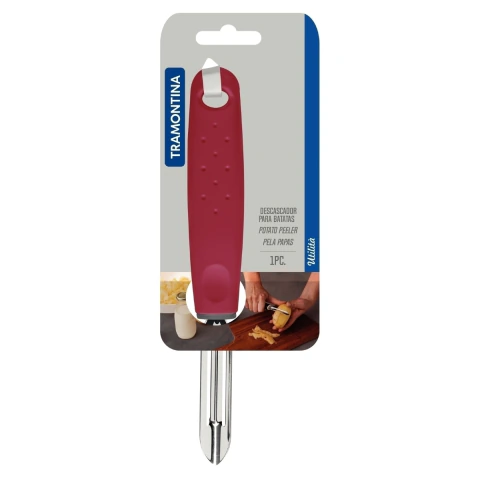 Descascador De Batatas Legumes Tramontina Utilità Aço Inox Cabo Polipropileno Vermelho Ergonômico