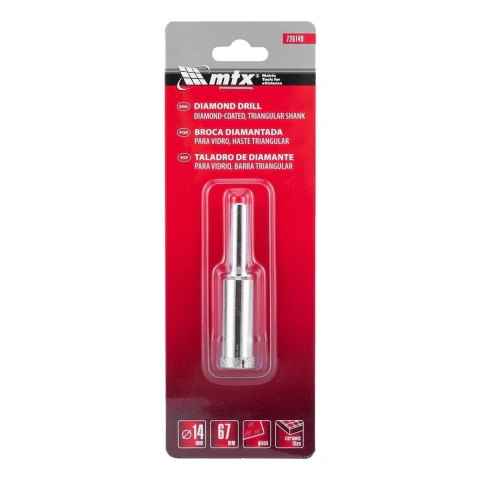 Broca Diamantada Para Vidro 14mm Haste Triangular Aço 45
