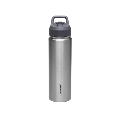 Garrafa Térmica Tramontina 650 Ml Inox Com Canudo Parede Dupla Isolar A Vácuo