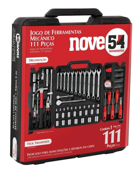 Jogo de Ferramentas com 111 peças para Mecânico Nove54