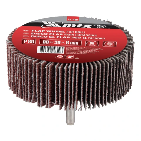 Roda De Lixa Com Haste Para Furadeira Grão 80 80 X 30 X 6 Mm 1 Peça Mtx