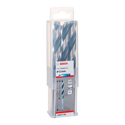 Broca Metal Bosch Aço Rápido Hss-Pointteq 12mm 5 Peças