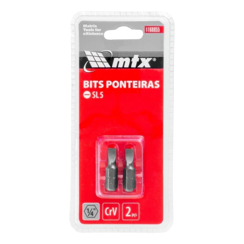 Bit Fenda Sl5 25 Mm Cromo Vanádio 1/4 Polegada 2 Peças Mtx