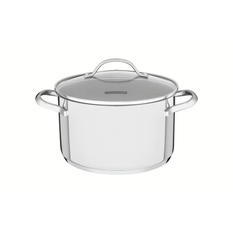 Caçarola Funda Tramontina Una 20 cm 3,6 L Aço Inox Fundo Triplo Tampa Vidro Indução Profissional