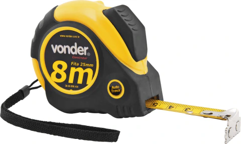 Trena Aço 8mx25mm Curta Emborrachada Auto Trava Ponta Magnét