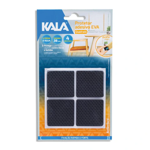 Protetor Adesivo Preto Quadrado 38Mm 4 Pcs Proteção Móveis Kala