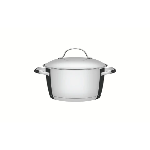 Caçarola Funda Tramontina Allegra Aço Inox Fundo Triplo 18 cm 2,2 L Indução Forno 260°C