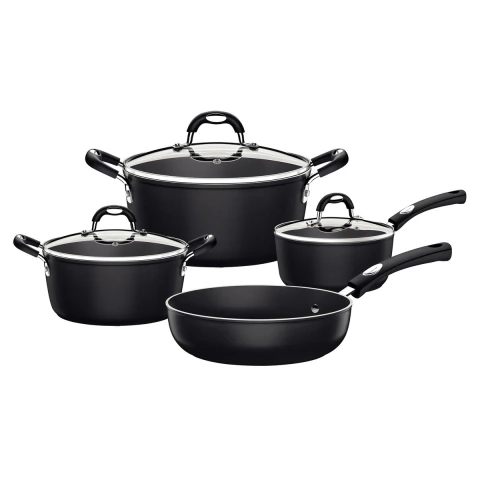Jogo De Panelas Tramontina Mônaco Induction 4 Peças 3 Mm Alumínio Antiaderente Starflon Premium Preto