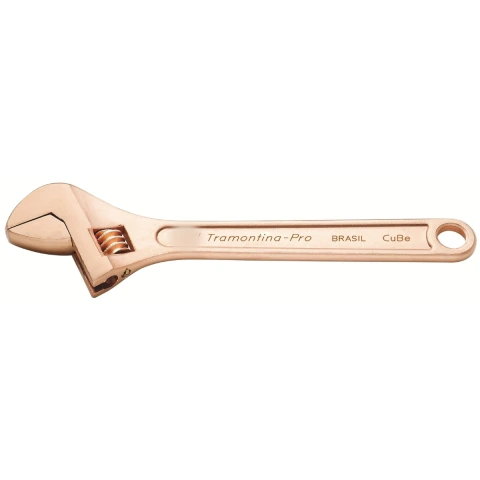 Chave Ajustável 15'' de Cobre-Berílio Antifaiscante 35-40 HRC Forjada e Temperada Bocas Usinadas e Calibradas Tramontina PRO