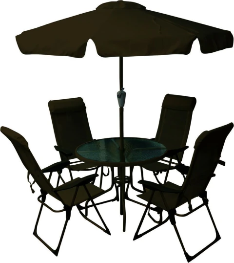 Conjunto Monaco Com 4 Cadeiras 1 Mesa 1 Ombrellone Marrom -
