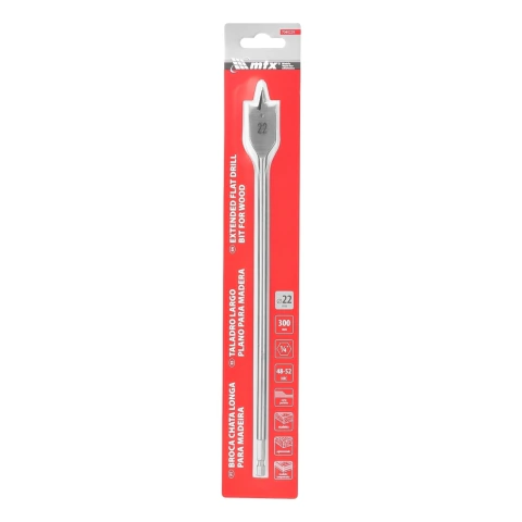 Broca Chata Madeira 22 X 300 Mm Haste Hexagonal Aço 45 MTX