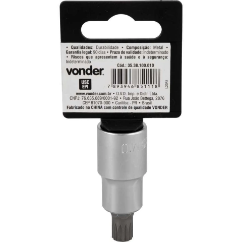 Soquete Multidentado Encaixe 1/2'' M10 15mm Curto CRV Vonder