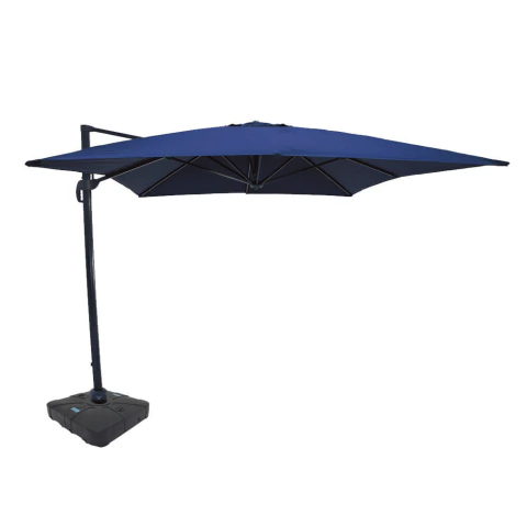 Ombrelone Suspenso Ravello 3,00m x 4,00m Azul + Base com Rodas 100 Litros Preta Bel