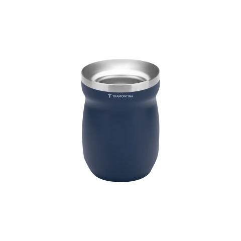Cuia Térmica Tramontina 240 ml Aço Inox Parede Dupla Isolamento A Vácuo Livre De BPA Azul