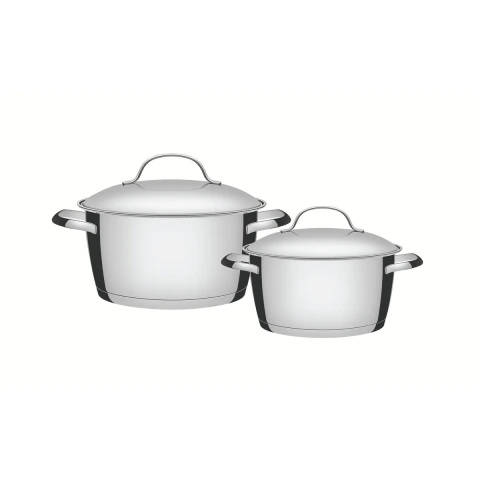 Jogo De Panelas Tramontina Allegra Aço Inox Fundo Triplo 2 Peças Resistente Ao Forno Até 260°C