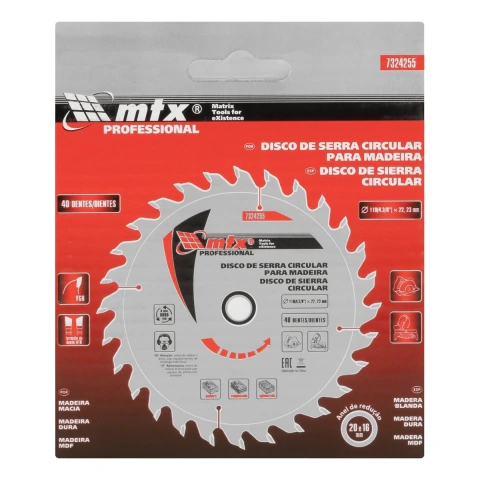 Disco Serra Circular 110mm (4,3/8'') 22,23mm 40 Dentes