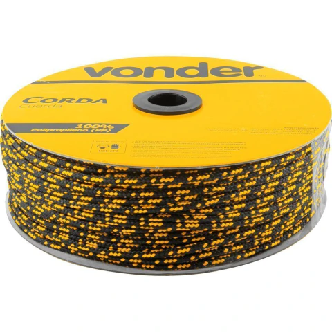 Corda Multifilamento Trançada 3x625 M Preta e Amarela Vonder