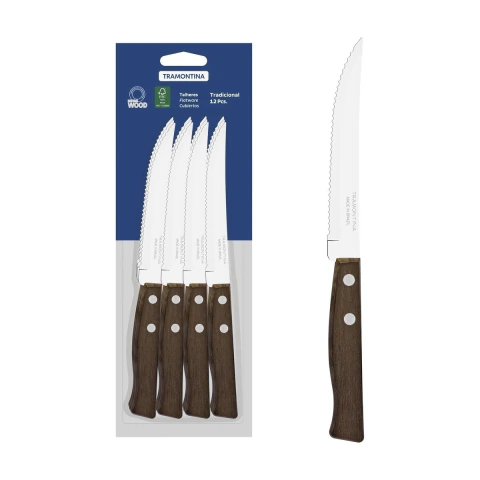 Conjunto De Facas Para Churrasco E Frutas 12 Peças Tramontina Tradicional Inox E Madeira