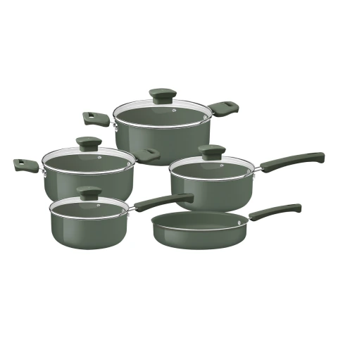 Jogo De Panelas Tramontina Veronese 5 Peças Alumínio Reciclado 2.2 Mm Cerâmico Verde