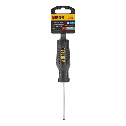 Chave De Fenda 1/8 Polegada Sl3 75 Mm Crv Cabo 3 Componentes Denzel Alta Precisão