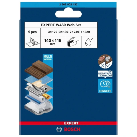 Folha De Lixa Dupla Face Bosch Expert W480 140mm 9Un