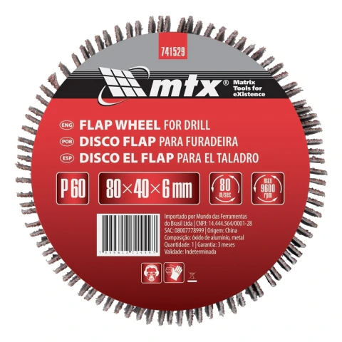 Roda de Lixa com Haste para Furadeira P 60 6000rpm MTX