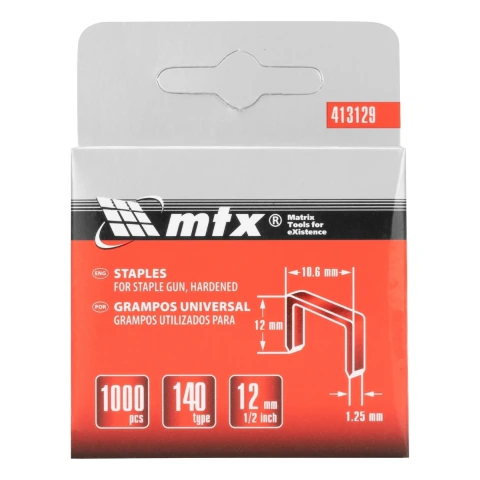 Grampos Para Grampeadores Tipo 140 Aço Temperado 12 mm 1000 Peças Mtx