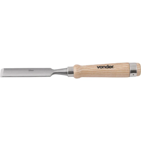 Formão goivado 22mm aço carbono cabo madeira Vonder