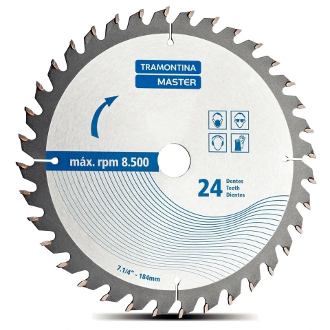 Disco de Corte 7.1/4'' 36 Dentes Tramontina Master para Serra Circular - Aço Carbono Temperado