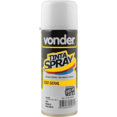 Tinta spray branco brilhante 200ml/110g - Vonder
