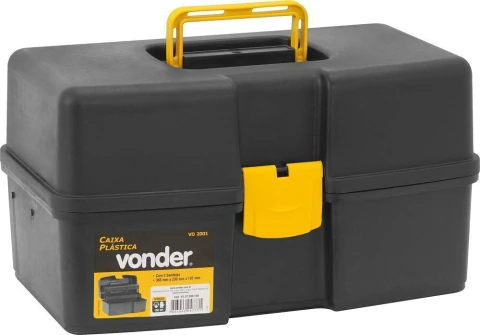 Caixa Plástica Ferramentas Baú 370x220x200mm 2 Band Vonder