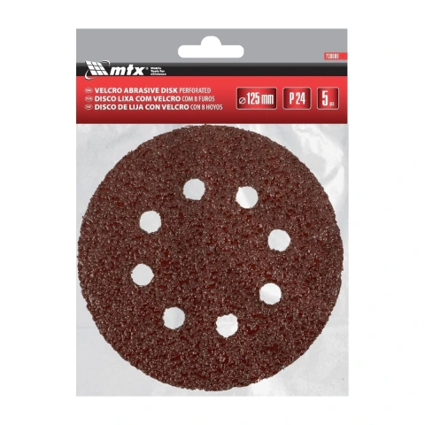 Disco De Lixa Com Velcro Perfurado Grão 24 125 Mm 5 Peças Mtx Para Madeira E Metal