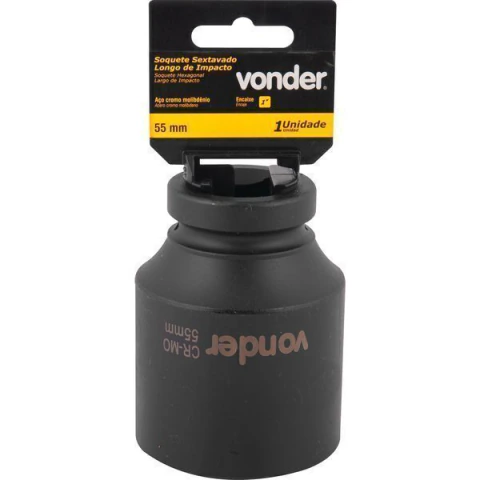 Soquete Sextavado Impacto Longo enc 1" 55mm Aço Cromo Vonder