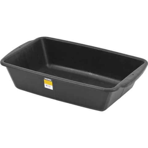 Caixa plástica p/ massa 20 litros 61x38x14cm preta Vonder